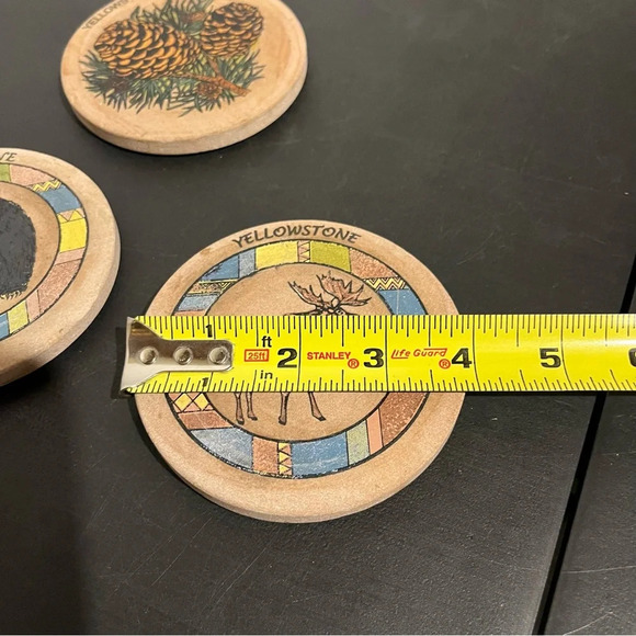 Vintage Yellowstone National Part Souvenir Coasters Set 3 Pinecone Moose Bear - Picture 8 of 8